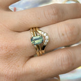 2.02ct Untreated Emerald Cut Opalescent Teal Sapphire 4 Prong Solitaire in 14k Yellow Gold