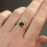 1.73ct Untreated Oval Blue Madagascar Sapphire Lotus Solitaire in 14k Yellow Gold with Evergreen texture