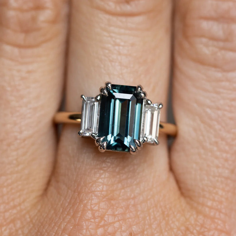 Three Stone Ring with Baguette Diamonds - Setting