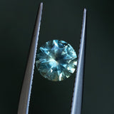 1.41CT ROUND PRECISION CUT MONTANA SAPPHIRE, PARTI MEDIUM TEAL BLUE WITH YELLOW GREEN, 6.8MM