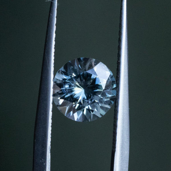 1.32CT ROUND BRILLIANT SRI LANKAN SAPPHIRE, SILVERY GREY, 7.36X4.63MM, UNHEATED EARLY ACCESS