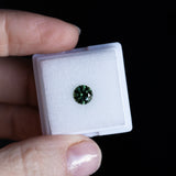 1.12CT ROUND PRECISION CUT AUSTRALIAN SAPPHIRE, GREEN, 6.15X4.05MM, UNTREATED