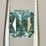 2.70CT RADIANT CUT MONTANA SAPPHIRE, TEAL BLUE-GREEN WITH GREY, UNTREATED, 7.66X6.59MM, EARLY ACCESS