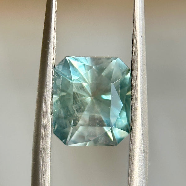 2.70CT RADIANT CUT MONTANA SAPPHIRE, TEAL BLUE-GREEN WITH GREY, UNTREATED, 7.66X6.59MM, EARLY ACCESS