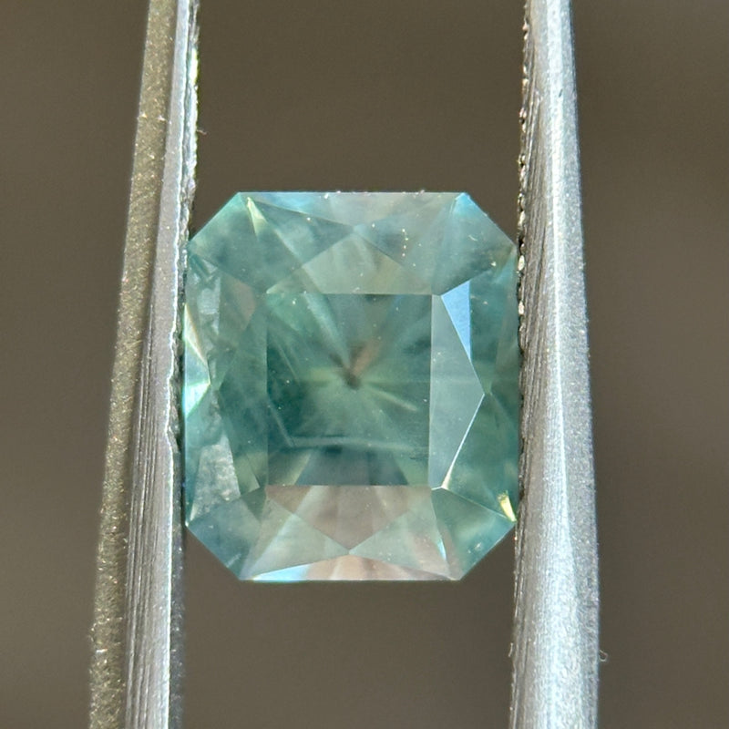 2.70CT RADIANT CUT MONTANA SAPPHIRE, TEAL BLUE-GREEN WITH GREY, UNTREATED, 7.66X6.59MM, EARLY ACCESS