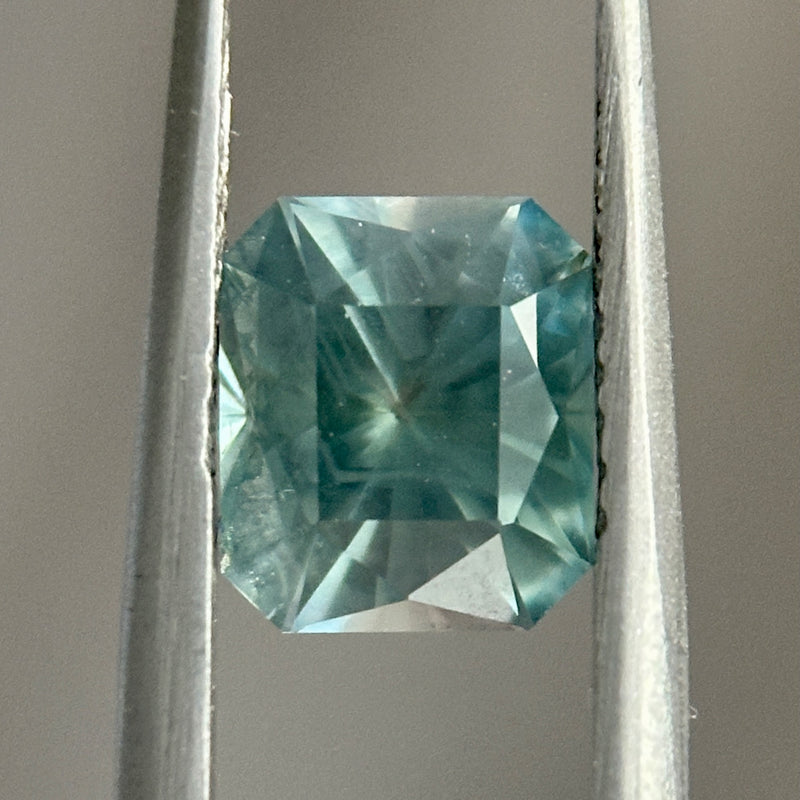 2.70CT RADIANT CUT MONTANA SAPPHIRE, TEAL BLUE-GREEN WITH GREY, UNTREATED, 7.66X6.59MM, EARLY ACCESS