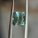 2.70CT RADIANT CUT MONTANA SAPPHIRE, TEAL BLUE-GREEN WITH GREY, UNTREATED, 7.66X6.59MM, EARLY ACCESS