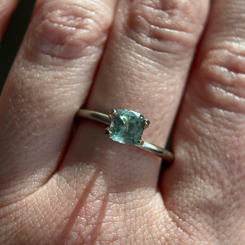 0.99CT CUSHION MONTANA SAPPHIRE, LIGHT TEAL, 6MM, UNTREATED, EARLY ACCESS