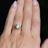 1.65ct Oval Light Green Precision Cut Montana Sapphire Evergreen Carved 4 Prong Solitaire in 14k Yellow Gold