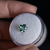 1.51CT GEOMETRIC MADAGASCAR SAPPHIRE, MEDIUM TO LIGHT PARTI TEAL, 7.30X6.42X4.13MM