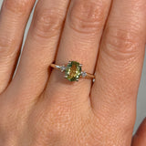 1.31ct Untreated Oval Lemon-Lime Australian Sapphire and Princess Cut Diamond Rapids Low Profile Ring in 14k Yellow Gold