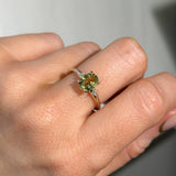 1.31ct Untreated Oval Lemon-Lime Australian Sapphire and Princess Cut Diamond Rapids Low Profile Ring in 14k Yellow Gold