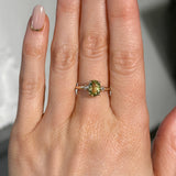 1.31ct Untreated Oval Lemon-Lime Australian Sapphire and Princess Cut Diamond Rapids Low Profile Ring in 14k Yellow Gold