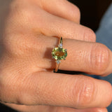 1.31ct Untreated Oval Lemon-Lime Australian Sapphire and Princess Cut Diamond Rapids Low Profile Ring in 14k Yellow Gold