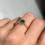 1.35ct Round Blue and Montana Sapphire and Diamond Starry Night Low Profile Solitaire in 14k Yellow Gold