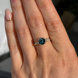 1.35ct Round Blue and Montana Sapphire and Diamond Starry Night Low Profile Solitaire in 14k Yellow Gold