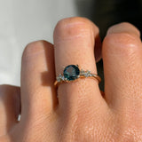 1.35ct Round Blue and Montana Sapphire and Diamond Starry Night Low Profile Solitaire in 14k Yellow Gold