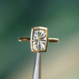 2.59ct Fantasy Cut Untreated Montana Sapphire Contemporary Bezel Set Ring in 18k Yellow