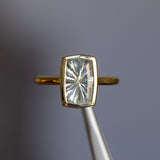 2.59ct Fantasy Cut Untreated Montana Sapphire Contemporary Bezel Set Ring in 18k Yellow