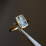 2.59ct Fantasy Cut Untreated Montana Sapphire Contemporary Bezel Set Ring in 18k Yellow