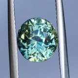 3.03CT OVAL MADAGASCAR SAPPHIRE, PARTI TEAL GREEN YELLOW, 8.09X7.33X6.30MM, UNTREATED EARLY ACCESS