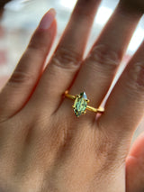 1.28CT AUSTRALIAN MARQUISE SAPPHIRE, PARTI LIGHT AND DARK GREEN, UNTREATED, 9.9X4.88X3.22MM