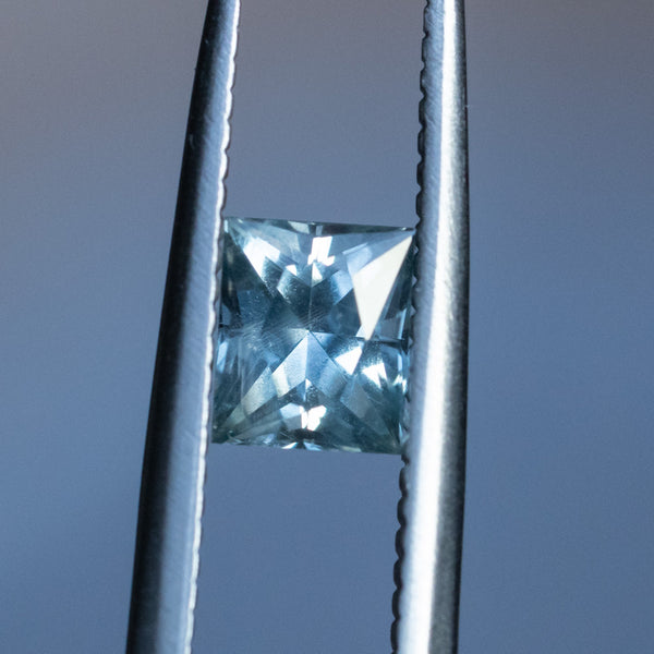 1.08CT PRINCESS CUT MONTANA SAPPHIRE, LIGHT BLUE, 5.57X4.66MM, UNTREATED EARLY ACCESS