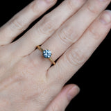 1.40ct Round Blue Precision Cut Montana Sapphire Evergreen Carved 4 Prong Solitaire in 18k Yellow Gold