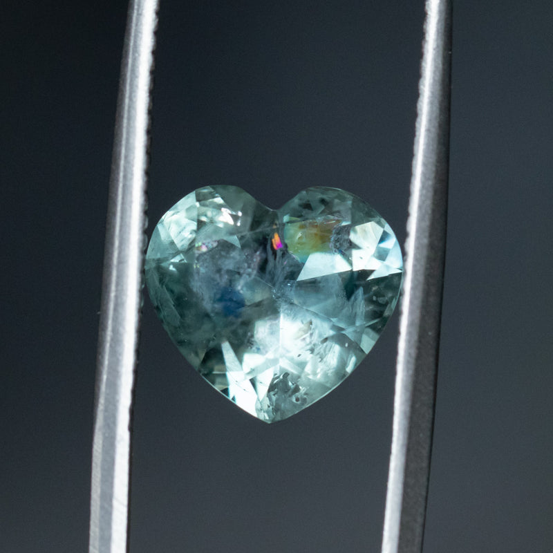 3.14CT BRILLIANT HEART MONTANA SAPPHIRE, AQUA BLUE GREEN, 9.14X4.98MM, UNTREATED, EARLY ACCESS