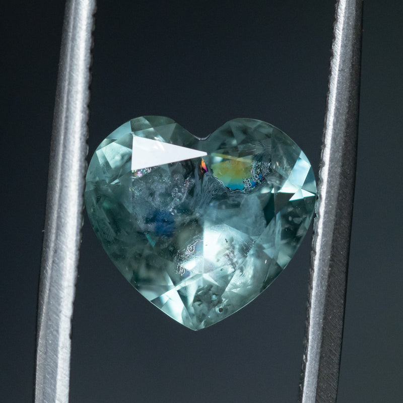 3.14CT BRILLIANT HEART MONTANA SAPPHIRE, AQUA BLUE GREEN, 9.14X4.98MM, UNTREATED, EARLY ACCESS