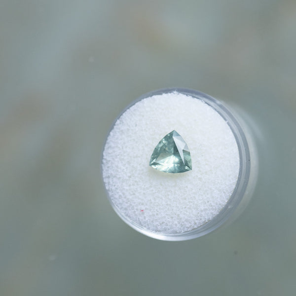 2.10CT TRILLION MALAWI SAPPHIRE, SEAFOAM GREEN-GREY, 8.4X6.6MM, UNTREATED, EARLY ACCESS