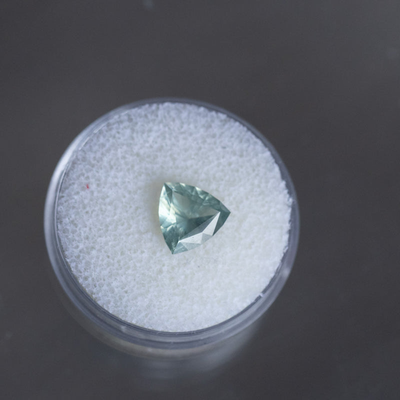 2.10CT TRILLION MALAWI SAPPHIRE, SEAFOAM GREEN-GREY, 8.4X6.6MM, UNTREATED, EARLY ACCESS