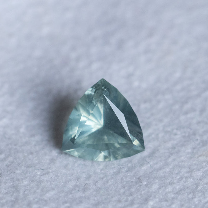 2.10CT TRILLION MALAWI SAPPHIRE, SEAFOAM GREEN-GREY, 8.4X6.6MM, UNTREATED, EARLY ACCESS