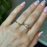 1.01ct GIA Natural Oval Diamond and Princess Cut Diamond Rapids Low Profile Ring in 18k Yellow Gold