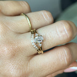 1.01ct GIA Natural Oval Diamond and Princess Cut Diamond Rapids Low Profile Ring in 18k Yellow Gold