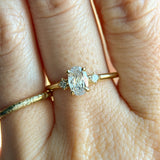 1.01ct GIA Natural Oval Diamond and Princess Cut Diamond Rapids Low Profile Ring in 18k Yellow Gold