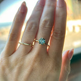 1.34ct Round Teal Montana Sapphire Scallop Cup Solitaire in 14k Yellow Gold