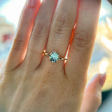 1.20ct Oval Untreated Montana Sapphire Scallop Cup Solitaire in 14k Yellow Gold