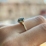 1.20ct Oval Untreated Montana Sapphire Scallop Cup Solitaire in 14k Yellow Gold