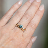 1.22ct Deep Teal Round Montana Sapphire and Diamond Starry Night Low Profile Solitaire in 14k Yellow Gold