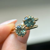 1.34ct Round Teal Montana Sapphire Scallop Cup Solitaire in 14k Yellow Gold