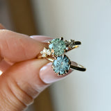 1.34ct Round Teal Montana Sapphire Scallop Cup Solitaire in 14k Yellow Gold