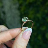 1.55ct Round Madagascar Light Green Sapphire Low Profile Scallop Cup Solitaire in 14k Yellow Gold