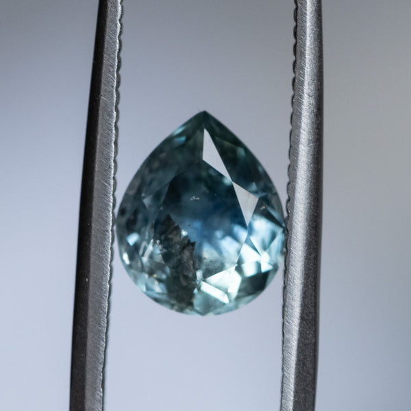 2.23CT PEAR MONTANA SAPPHIRE, PARTI MINTY TEAL, 9X7.4MM, UNTREATED, EARLY ACCESS