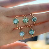 1.34ct Round Teal Montana Sapphire Scallop Cup Solitaire in 14k Yellow Gold