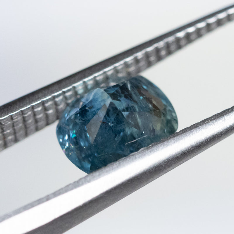 1.94CT ELONGATED CUSHION MONTANA SAPPHIRE, OCEAN BLUE TEAL, 7.62X6.32X4.84MM, UNTREATED, EARLY ACCESS