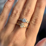 0.83ct White Ceylon Sapphire and Diamond Starry Night Low Profile Solitaire in 14k White Gold