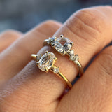 0.83ct White Ceylon Sapphire and Diamond Starry Night Low Profile Solitaire in 14k White Gold