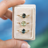 1.99ct "Old Mine Cushion" cut Silky Light Green Montana Sapphire Antique-Style Diamond Halo Ring in 14k Yellow Gold