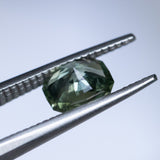 1.42CT RADIANT PRECISION CUT MONTANA SAPPHIRE, LIGHT GREEN WITH TEAL, 7.2X5.5MM, EARLY ACCESS